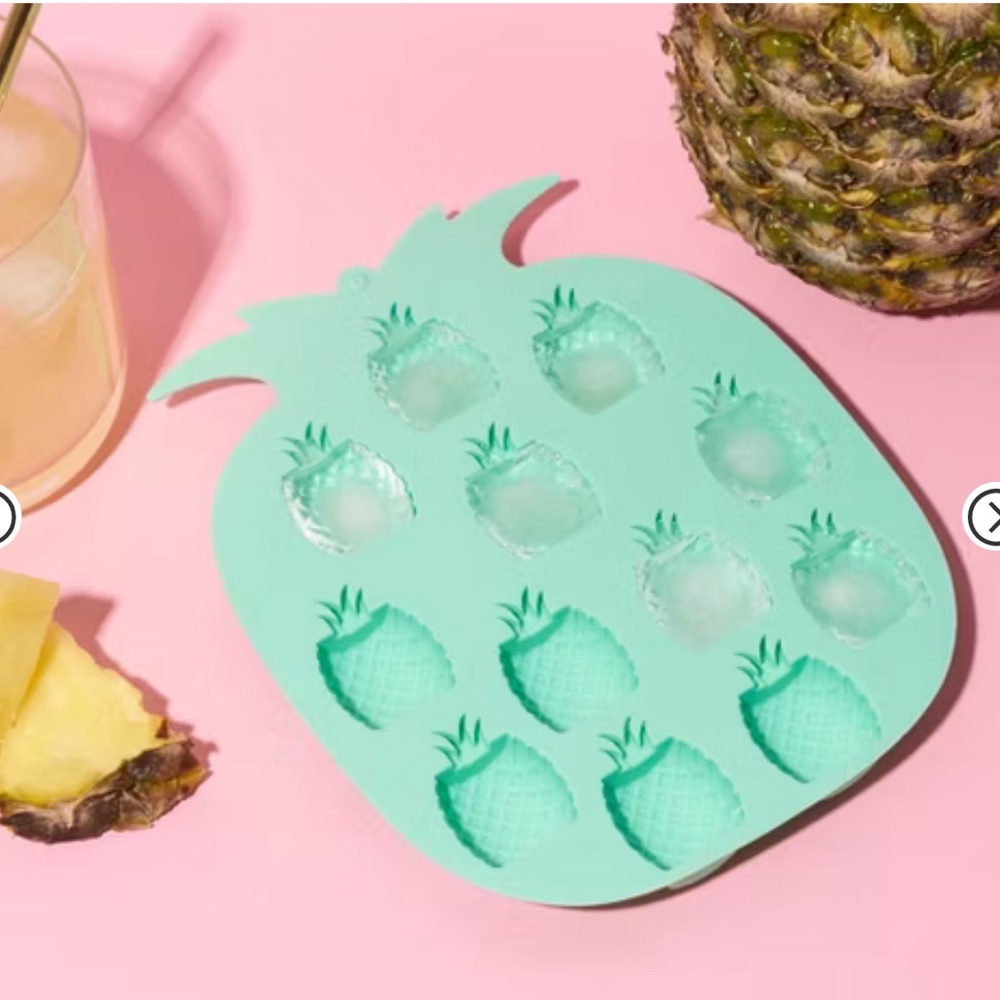 Blush Silicone Mold Pineapple Ice Cube Tray Makes 12 Cubes Dishwasher Safe Aqua